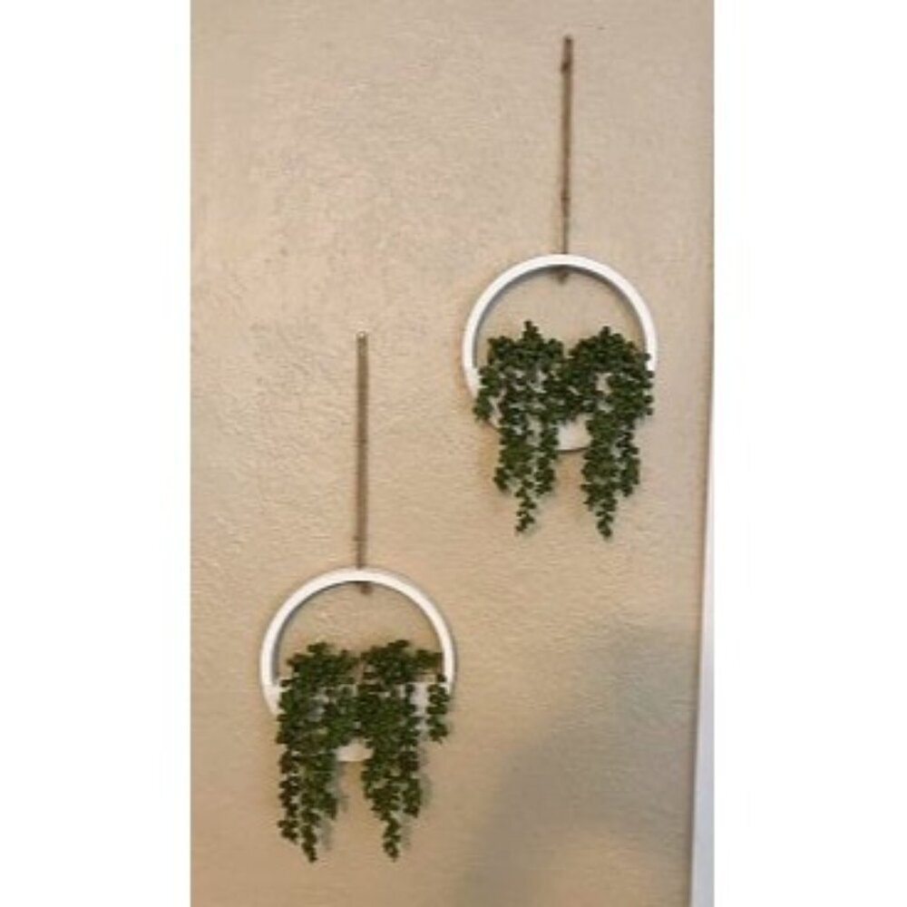New 2pcs Artificial Succulents Hanging Plants 12.2'' Fake String of Pearl in Pot